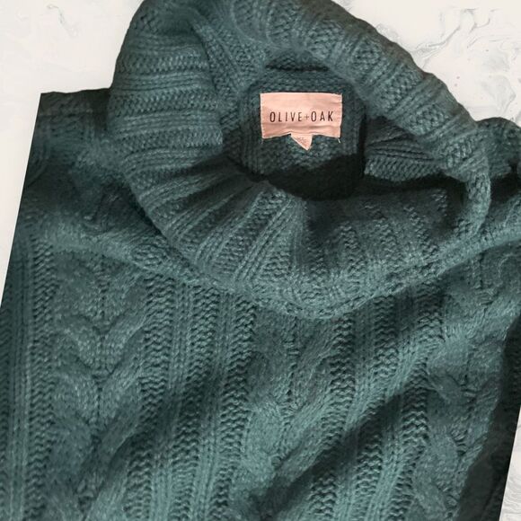 New Olive & Oak Cropped Turtle Neck Ribbed Sweater - size XL- Emerald Green - Picture 4 of 5